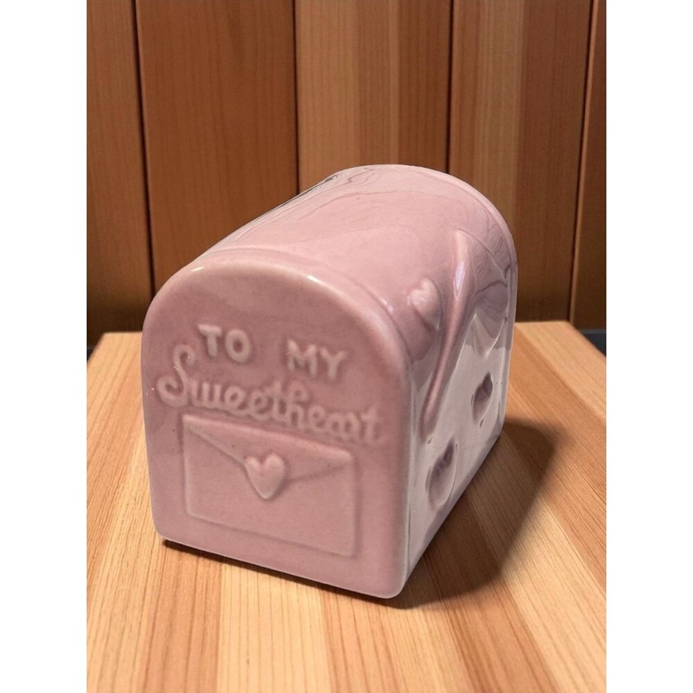 Pink Ceramic Mailbox With Heart Designs